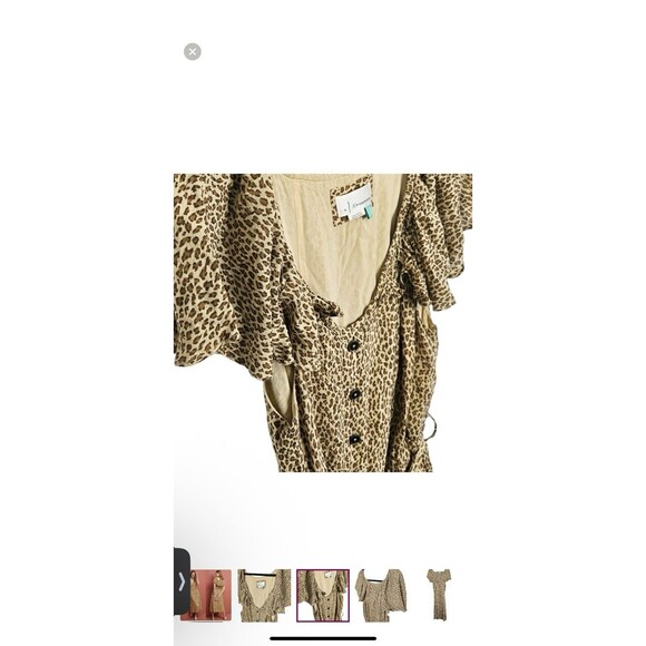 Anthropologie Bolano Dress Leopard Print Romantic Ruffle Shoulder Dress Size 22 - Picture 7 of 12